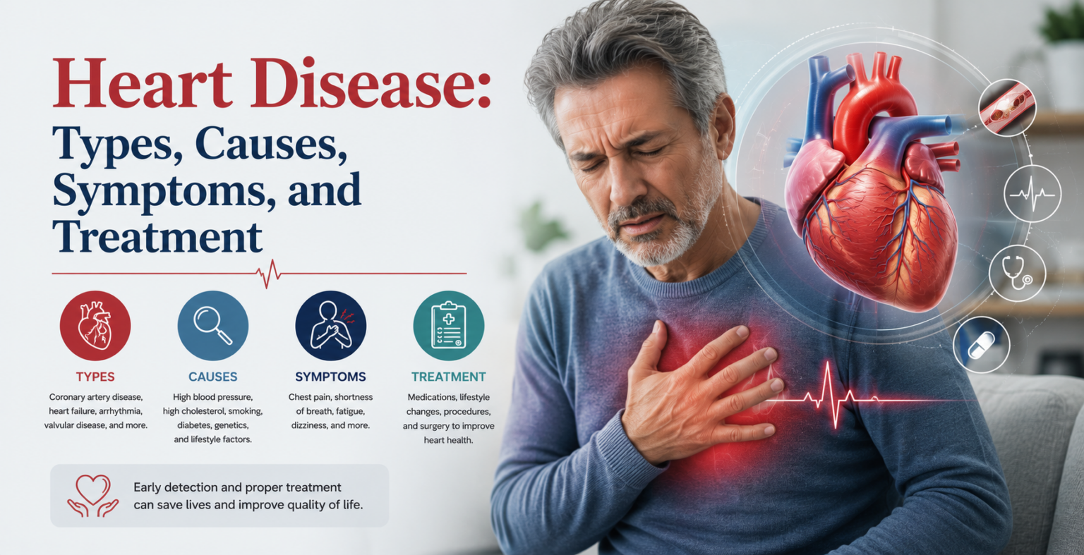 Heart Disease: Types, Causes, Symptoms, and Treatment