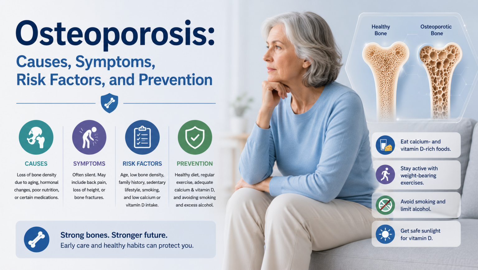 Osteoporosis: Causes, Symptoms, Risk Factors, and Prevention Osteoporosis