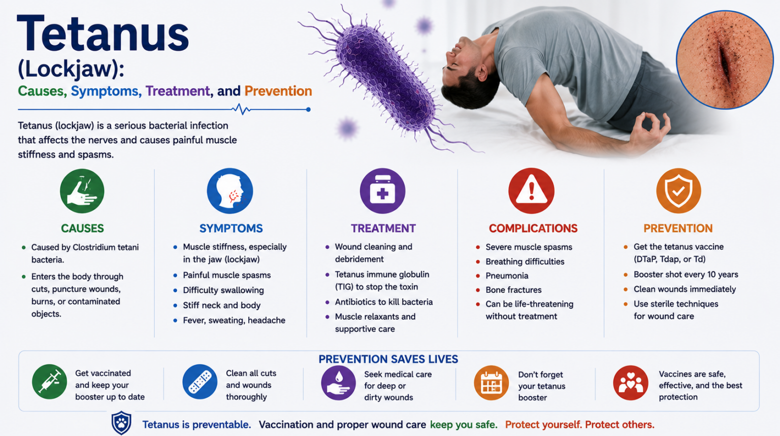 Tetanus (Lockjaw): Causes, Symptoms, Treatment, and Prevention